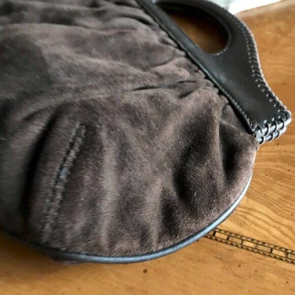 Vintage Cole Haan Brown Suede Clutch Handbag with Twilly - Picture 4 of 7